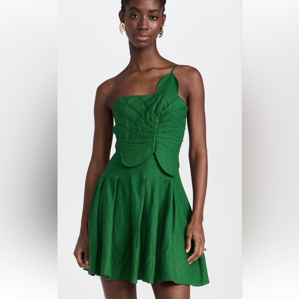 FARM Rio Elegant Green One-Shoulder Dress